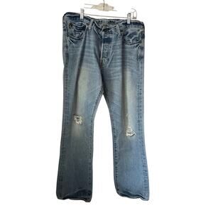 Abercrombie & Fitch Jeans Mens 34X35 Blue Denim Distressed Straight Leg Casual
